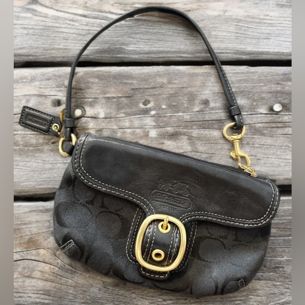Coach Black and Gold Wristlet Clutch